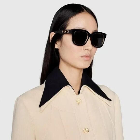 NEW Gucci GG1136SA 001 Black/Gold Grey Square Women Sunglasses GG 1136SA - Picture 5 of 14